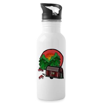 Bauwagen Natur Urlaubsreif Camping Campen - Trinkflasche mit integriertem Trinkhalm - Weiß - Rechts
