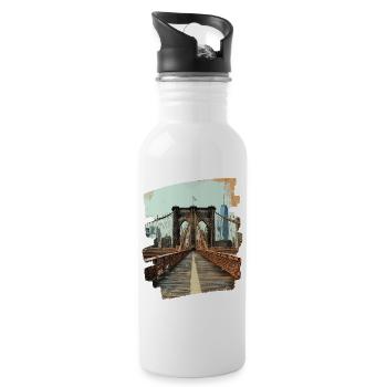 Brooklyn Bridge - Trinkflasche mit integriertem Trinkhalm - Weiß - Rechts