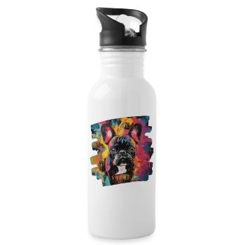 Bouledogue français Frenchie - Gourde avec paille intégrée - blanc - Droite