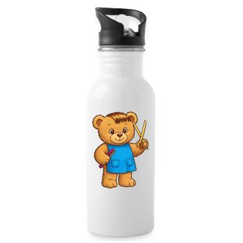 Teddy Bear Hairdresser - Water bottle with straw - white - Right