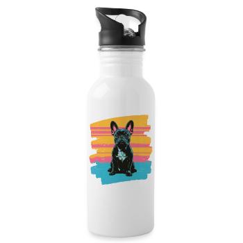Bouledogue français Frenchie - Gourde avec paille intégrée - blanc - Droite