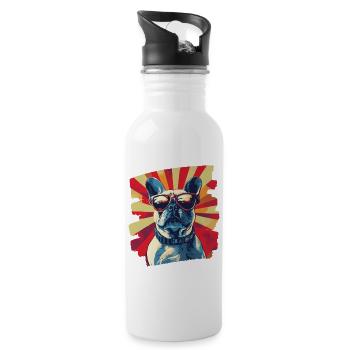 Bouledogue français Frenchie - Gourde avec paille intégrée - blanc - Droite