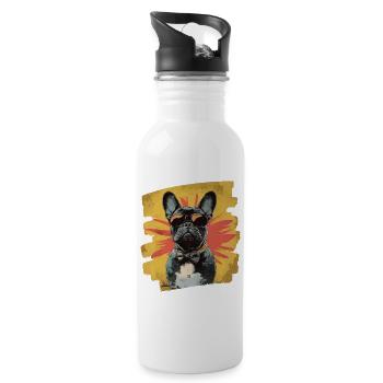 Bouledogue français Frenchie - Gourde avec paille intégrée - blanc - Droite