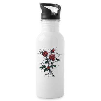 Roses break through concrete: the power of love - Water bottle with straw - white - Right