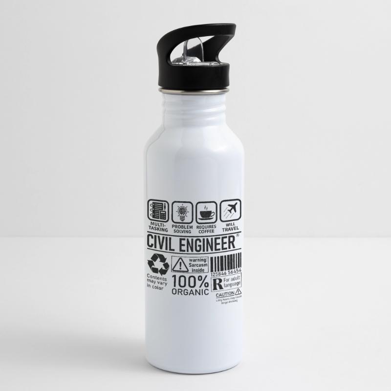 Civil Engineer multi tasking problem solving Water bottle with straw