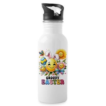 Pâques Pâques Lapin Veille de Pâques Dimanche de Pâques Oeuf de Pâques Printemps - Gourde avec paille intégrée - blanc - Droite
