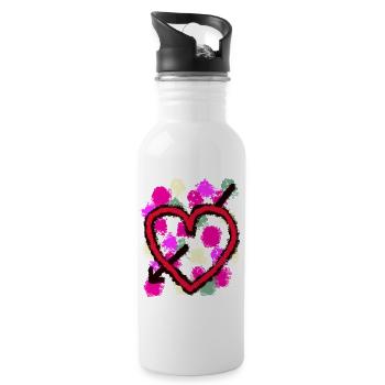 Saint-Valentin Coeur Coeurs Arrow Love - Gourde avec paille intégrée - blanc - Droite