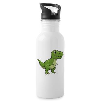 Dino Cartoon Tyrannosaurus Rex - Water bottle with straw - white - Right