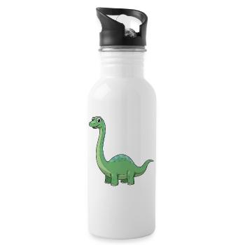 Dino Cartoon Diplodocus - Water bottle with straw - white - Right