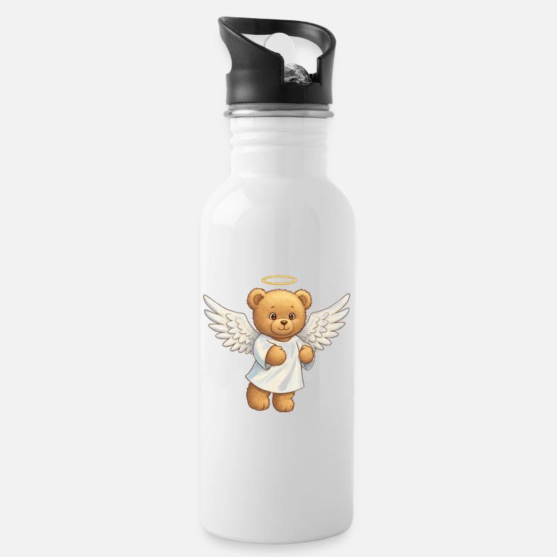 Ours en peluche Ange - Gourde avec paille intégrée - blanc