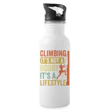 Climbing - It's Not a Hobby. It's a Lifestyle - Water bottle with straw - white - Right