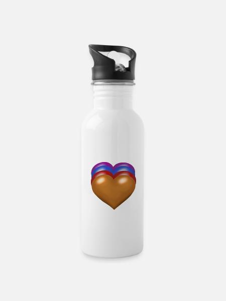 Heart Hearts Heartfelt - Water bottle with straw - white
