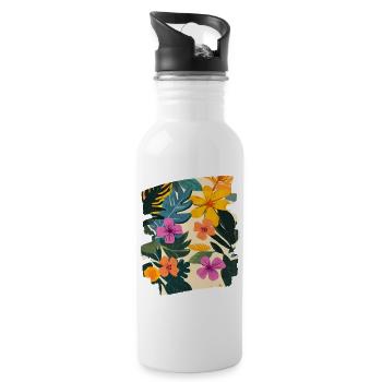 Sommer - Trinkflasche mit integriertem Trinkhalm - Weiß - Rechts
