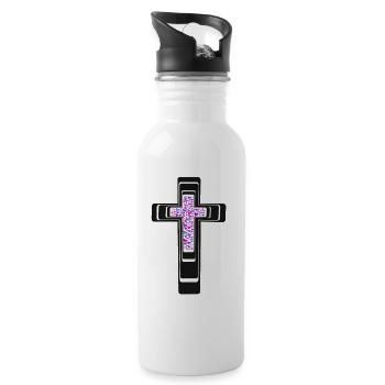 Croix Jésus Croix Cœur d’église Coeurs - Gourde avec paille intégrée - blanc - Droite