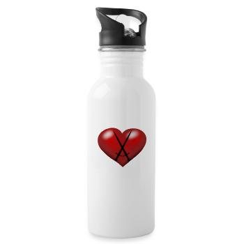 Heart Hearts Swords Sword Swordsman - Water bottle with straw - white - Right