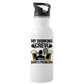 Dart Dartspieler Dartspiel Herren - Trinkflasche mit integriertem Trinkhalm - Weiß - Rechts