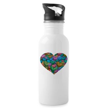 Coeurs Coeurs Saint-Valentin - Gourde avec paille intégrée - blanc - Droite