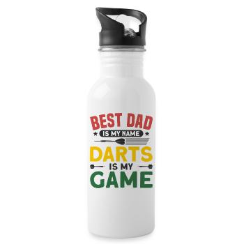 Dart Dartspieler Dartspiel Herren - Trinkflasche mit integriertem Trinkhalm - Weiß - Rechts