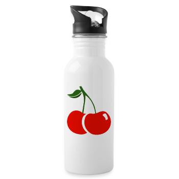Cherry, Red cherries - Water bottle with straw - white - Right