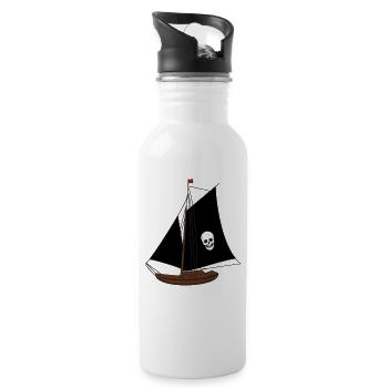 Sailing Ship Ships Sailing Ship Pirates Kids - Water bottle with straw - white - Right
