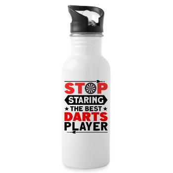 Dart Dartspieler Dartspiel Herren - Trinkflasche mit integriertem Trinkhalm - Weiß - Rechts