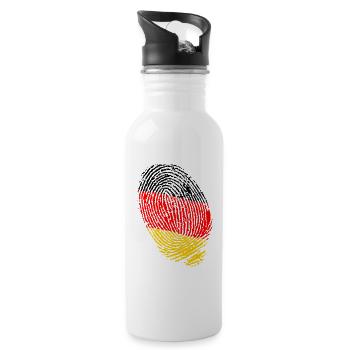 Fingerabdrücke der deutschen Flagge - Trinkflasche mit integriertem Trinkhalm - Weiß - Rechts
