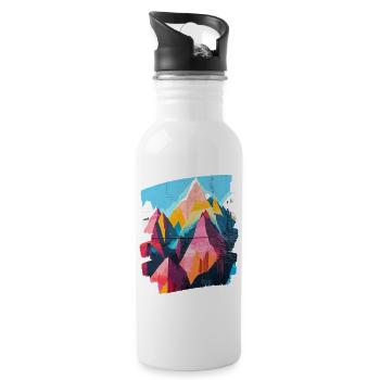 Berge - Trinkflasche mit integriertem Trinkhalm - Weiß - Rechts