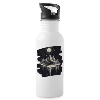 Berge - Trinkflasche mit integriertem Trinkhalm - Weiß - Rechts