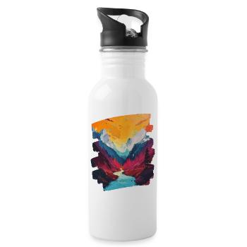 Berge - Trinkflasche mit integriertem Trinkhalm - Weiß - Rechts