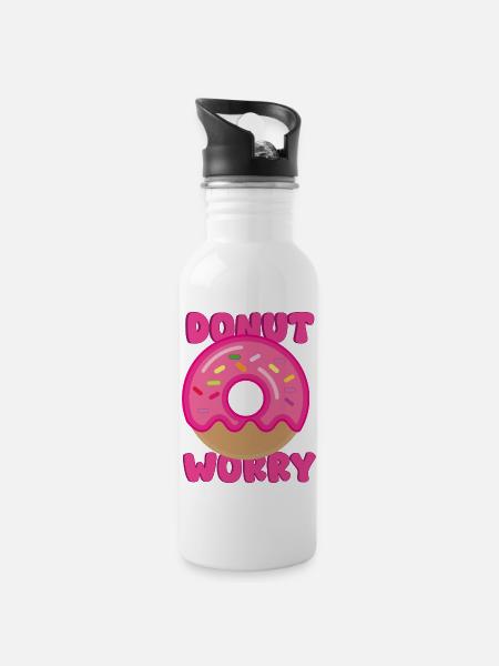 Donut-Sorge - Trinkflasche mit integriertem Trinkhalm - Weiß