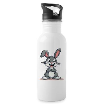 Drôle Lapin de Pâques Lapin mignon Pâques - Gourde avec paille intégrée - blanc - Droite