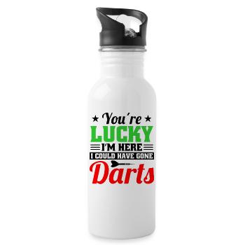 Dart Dartspieler Dartspiel Herren - Trinkflasche mit integriertem Trinkhalm - Weiß - Rechts