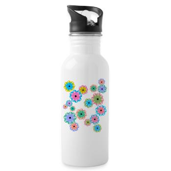 Spring Beginning Spring Flowers Flower Birthday - Water bottle with straw - white - Right
