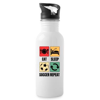 Eat Sleep Soccer Repeat Soccer Saying - Water bottle with straw - white - Right