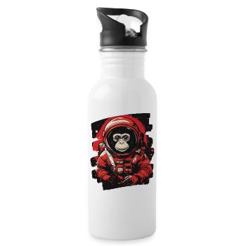 Monkey Astronaut - Water bottle with straw - white - Right