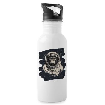 Monkey Astronaut - Water bottle with straw - white - Right