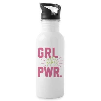 Women Power GRL PWR Girl Patriarchy Feminism - Water bottle with straw - white - Right