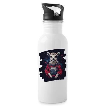 Lama Astronaut - Trinkflasche mit integriertem Trinkhalm - Weiß - Rechts