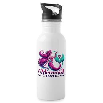 Mermaid Power - Water bottle with straw - white - Right