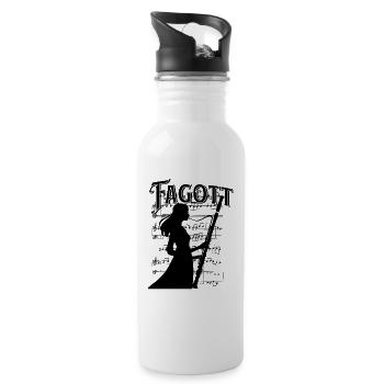Fagott Spielerin mit Noten Hintergrund Fagottistin - Trinkflasche mit integriertem Trinkhalm - Weiß - Rechts