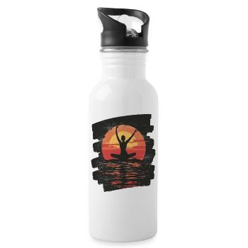Yoga Namaste Meditation - Trinkflasche mit integriertem Trinkhalm - Weiß - Rechts