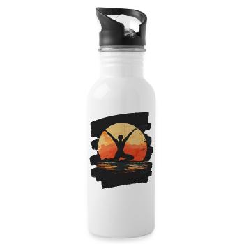 Yoga Namaste Meditation - Trinkflasche mit integriertem Trinkhalm - Weiß - Rechts