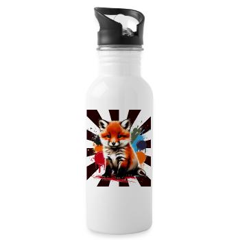 Fuchs Füchse Kinder Kind - Trinkflasche mit integriertem Trinkhalm - Weiß - Rechts