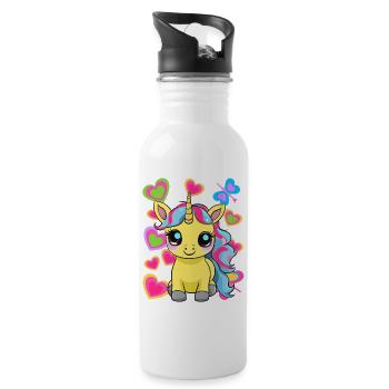 Unicorn Unicorns Horse Horses Children Child - Water bottle with straw - white - Right