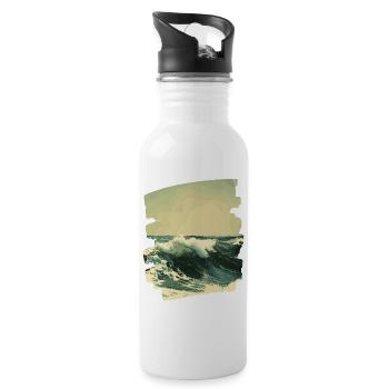 Waves and sea - Water bottle with straw - white - Right