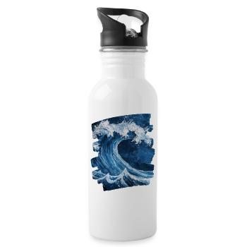 Waves and sea - Water bottle with straw - white - Right