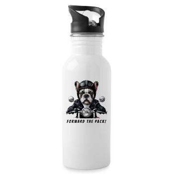 Biker Bulldog "Forward the Pack" - Water bottle with straw - white - Right