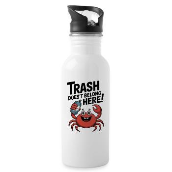 No garbage belongs here cancer - Water bottle with straw - white - Right