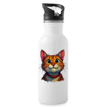 Chat mignon - Gourde avec paille intégrée - blanc - Droite
