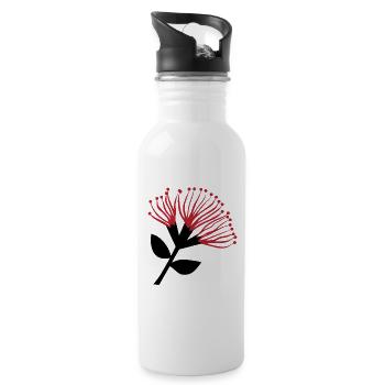 Fleur de Pohutukawa , Nouvelle-Zélande - Gourde avec paille intégrée - blanc - Droite